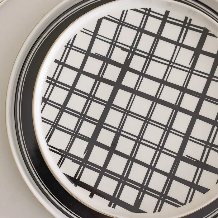 Aura Grid 32-Piece Dinner Set - Black | For Home Dining