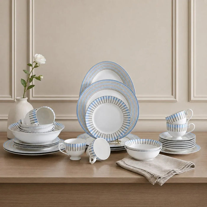 Oasis Bloom 32-Piece Dinner Set - Serves 6 | Blue