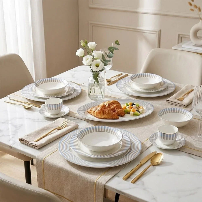 Oasis Bloom 32-Piece Dinner Set - Serves 6 | Blue
