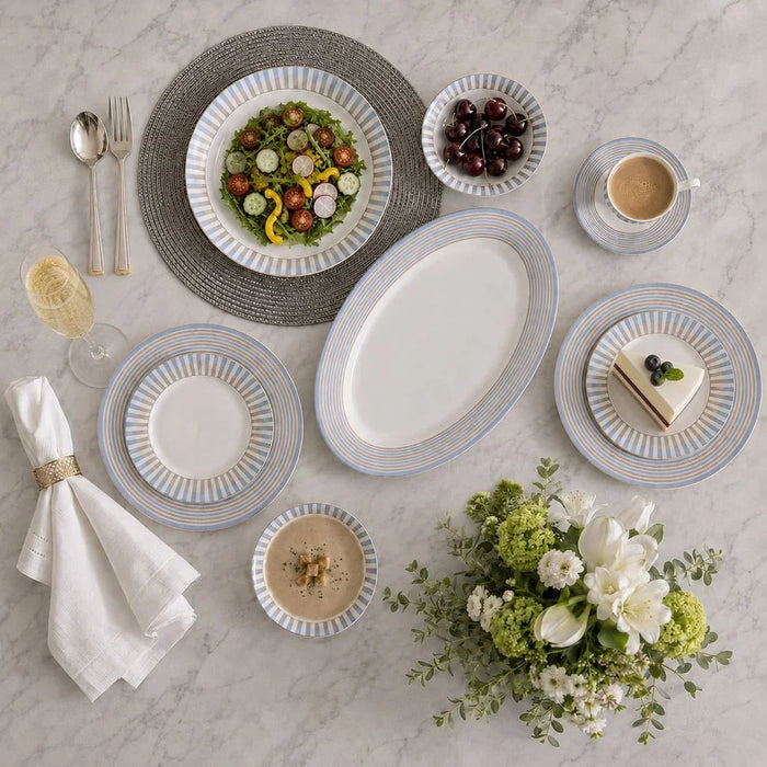Oasis Bloom 32-Piece Dinner Set - Serves 6 | Blue