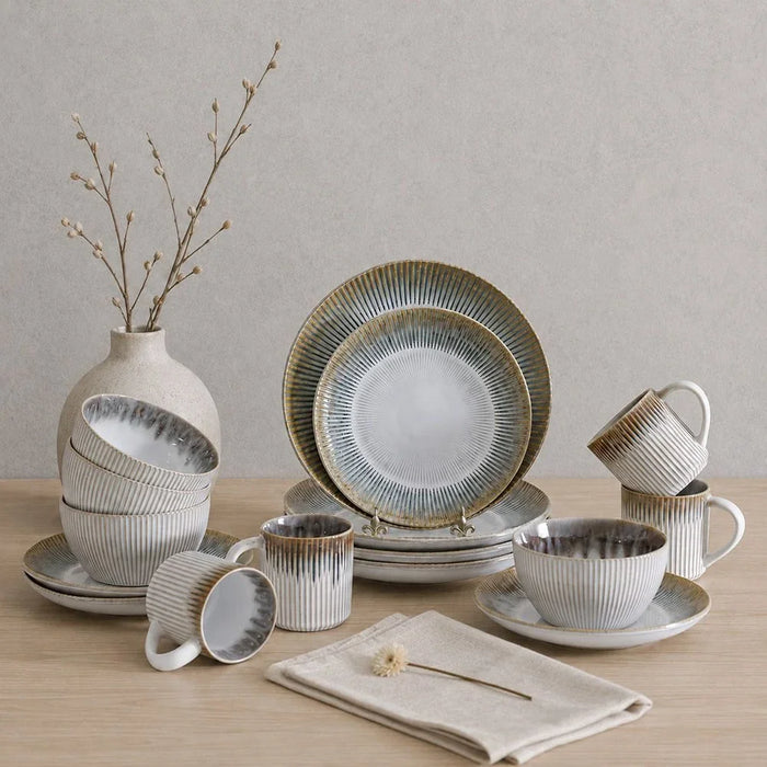 16-Piece Stoneware Dinner Set - Beige - Serves 4