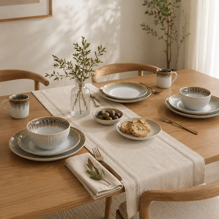 16-Piece Stoneware Dinner Set - Beige - Serves 4