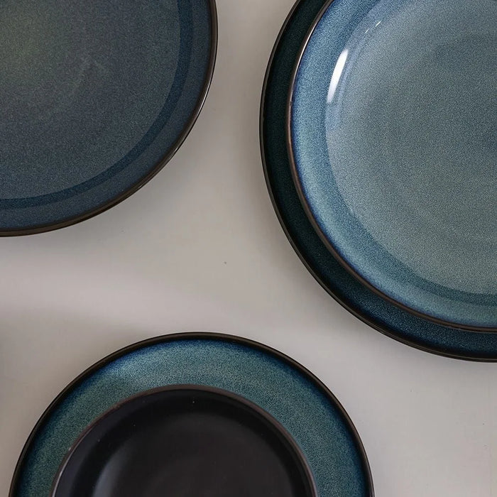 Bahri 30-Piece Stoneware Dinner Set - Blue - Serves 6