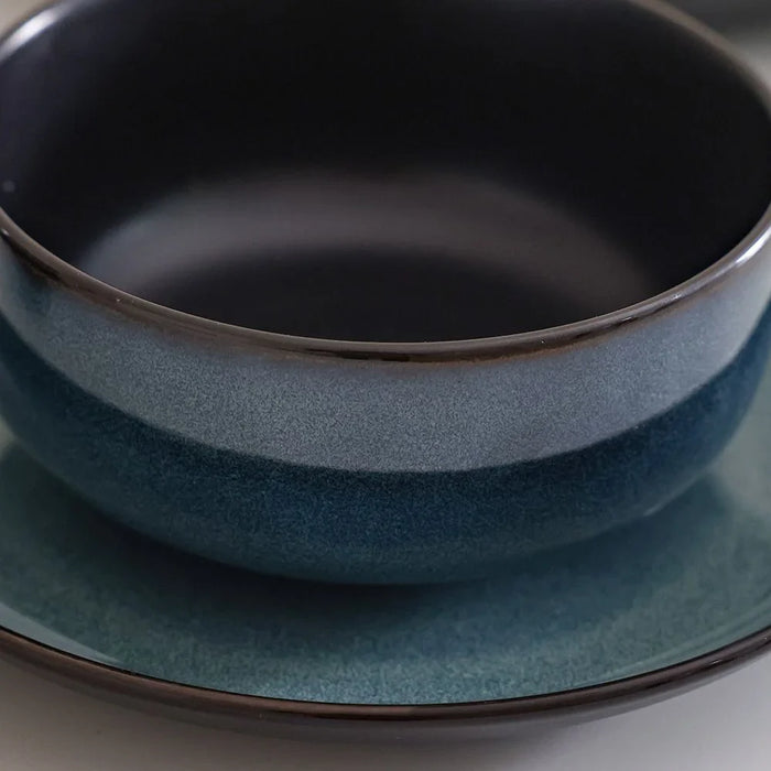 Bahri 30-Piece Stoneware Dinner Set - Blue - Serves 6