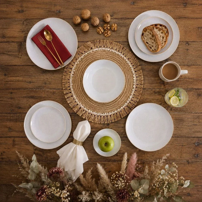 Rimal 24-Piece Stoneware Dinner Set - Serves 6 | White