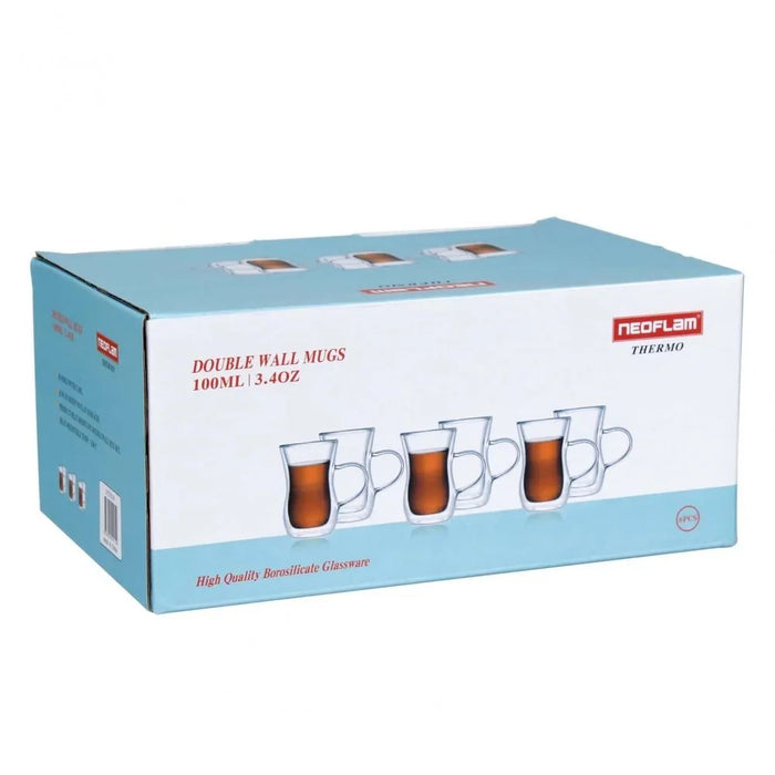 Neoflam 6-Piece Double Wall Borosilicate Glass Set-100ml