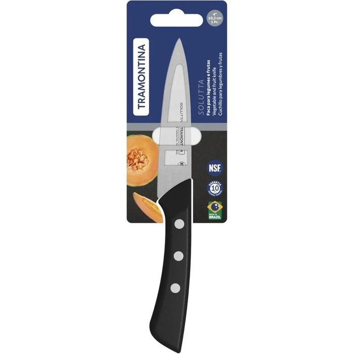 Tramontina 4 Inch Paring Knife Solutta 24251104, Multi Colour, Stainless steel with Stainless Steel, Kitchen Knife For Food Preparation