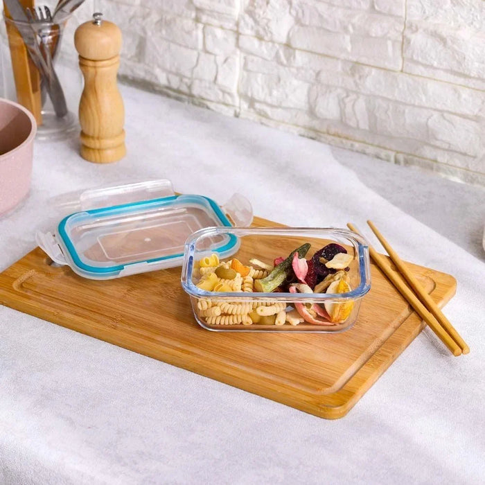 Cloc 640ml Rectangular Borosilicate Glass Storage Container For Lunch Use