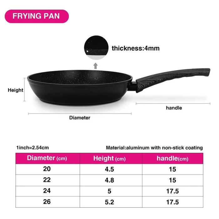 Fissman Angela 22x4.8cm Non-Stick Aluminium Frying Pan, Black Skillet For Eggs Breakfast And Daily Cooking