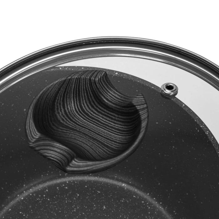 Fissman Angela 16x8cm 1.39L Non-Stick Aluminium Saucepan With Glass Lid, Black Cooking Pot For Sauces And Small Meals
