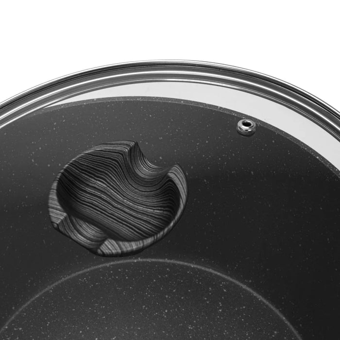 Fissman Angela 26x13.5cm 6.5L Non-Stick Aluminium Stockpot With Glass Lid, Black Cooking Pot For Family Meals