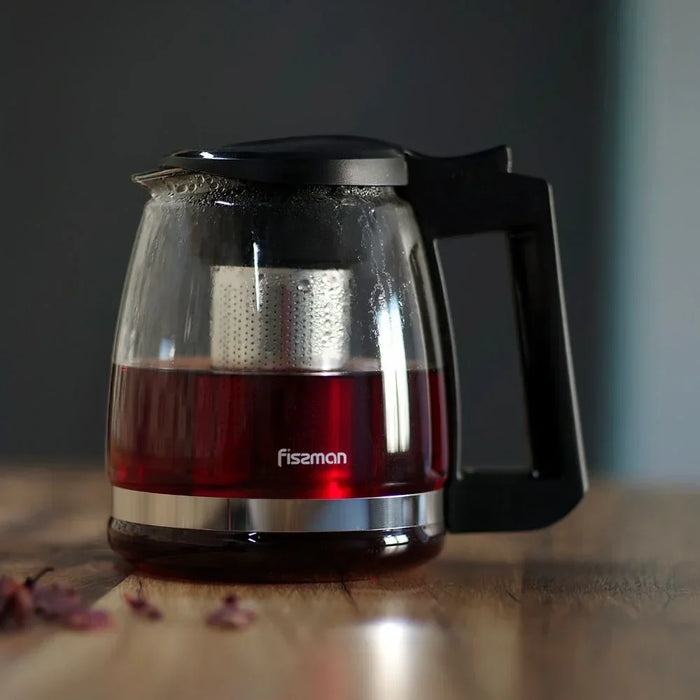Fissman 2000ml Glass Teapot With Steel Filter, Large Clear Teapot For Loose Tea And Table Serving At Home