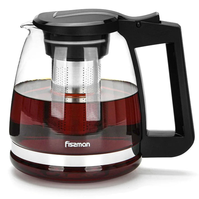 Fissman 2000ml Glass Teapot With Steel Filter, Large Clear Teapot For Loose Tea And Table Serving At Home