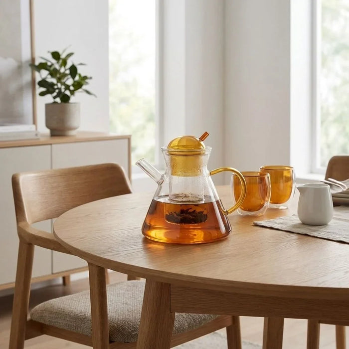 Fissman 950ml Borosilicate Glass Teapot With Stainless Steel Filter, Clear Tea Pot For Loose Tea Serving