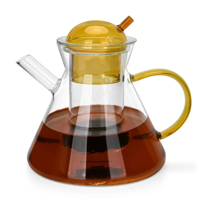 Fissman 950ml Borosilicate Glass Teapot With Stainless Steel Filter, Clear Tea Pot For Loose Tea Serving