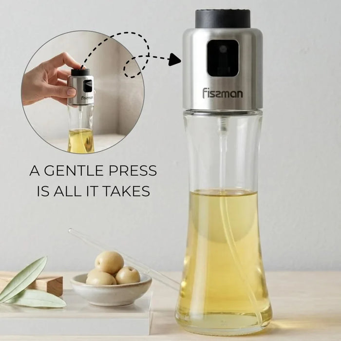 Fissman 180ml Glass Oil Or Vinegar Spray Bottle, Clear Kitchen Sprayer For Salads Cooking And Grilling