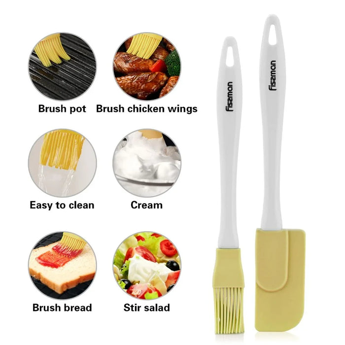 Fissman Silicone Brush And Spatula Set, Multicolour Kitchen Tools For Baking Cooking Glazing And Food Prep