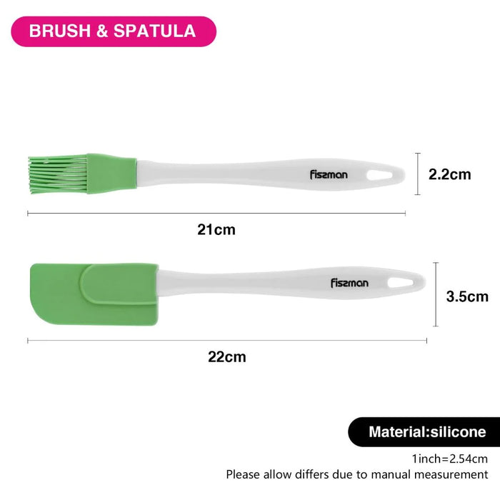Fissman Silicone Brush And Spatula Set, Multicolour Kitchen Tools For Baking Cooking Glazing And Food Prep