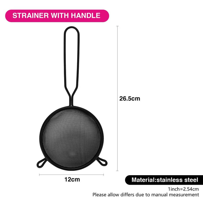 Fissman 12cm Steel Strainer With Handle, Compact Silver Kitchen Sieve For Tea Sauces Small Prep And Rinsing