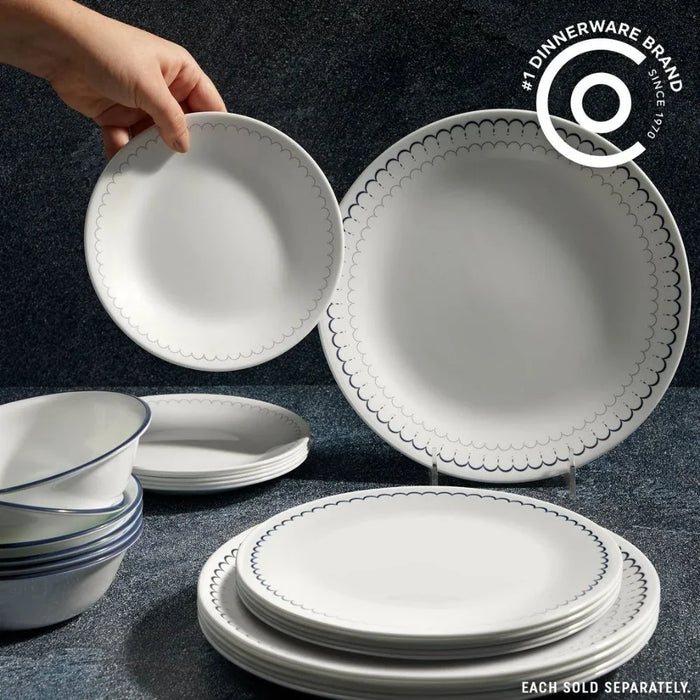 Corelle Caspin 8.5 Inch Luncheon Plate - White with Blue Trim