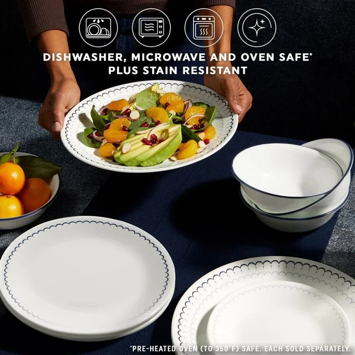 Corelle Caspin 8.5 Inch Luncheon Plate - White with Blue Trim
