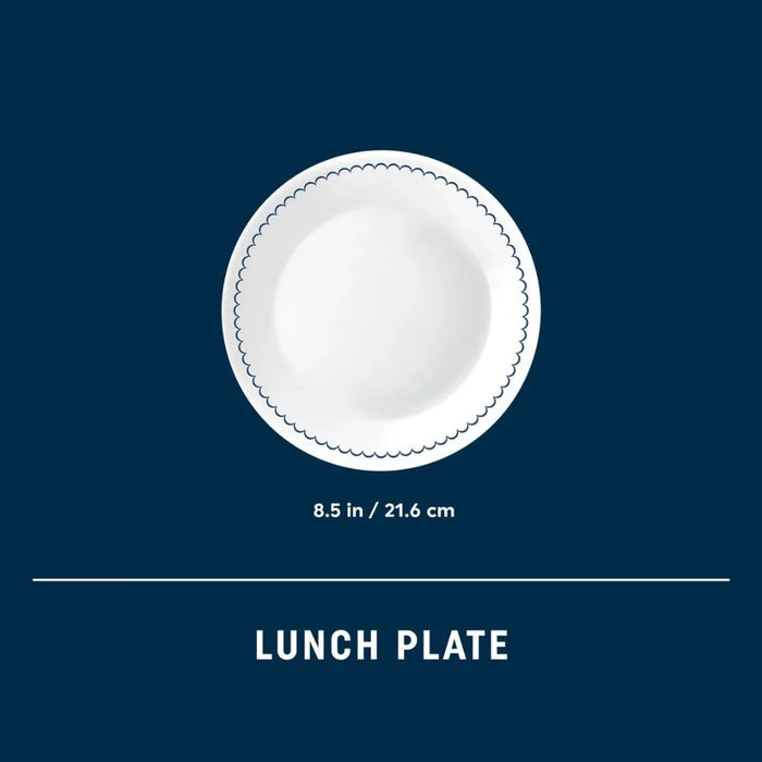 Corelle Caspin 8.5 Inch Luncheon Plate - White with Blue Trim
