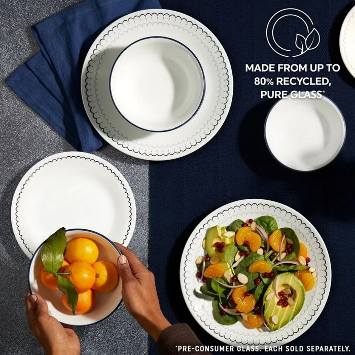 Corelle Caspin 8.5 Inch Luncheon Plate - White with Blue Trim