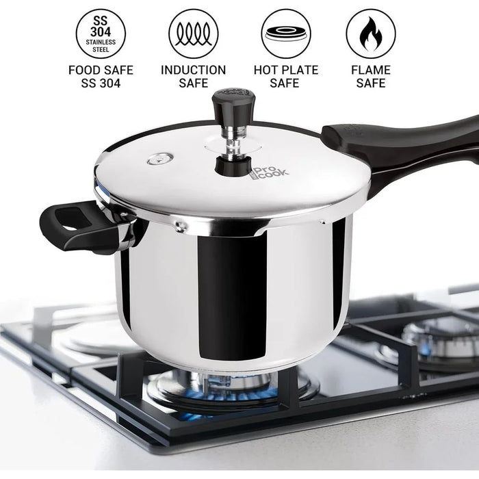 Milton Pro Cook Triply Stainless Steel Pressure Cooker 5.0L - Silver