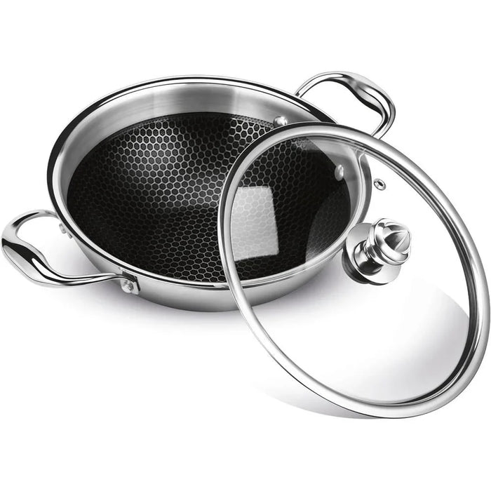 Stainless Steel Kadhai With Glass Lid - 26CM