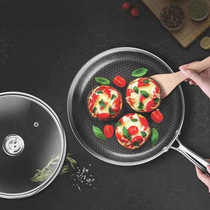 Milton Triply Fry Pan With Lid - Silver Stainless Steel