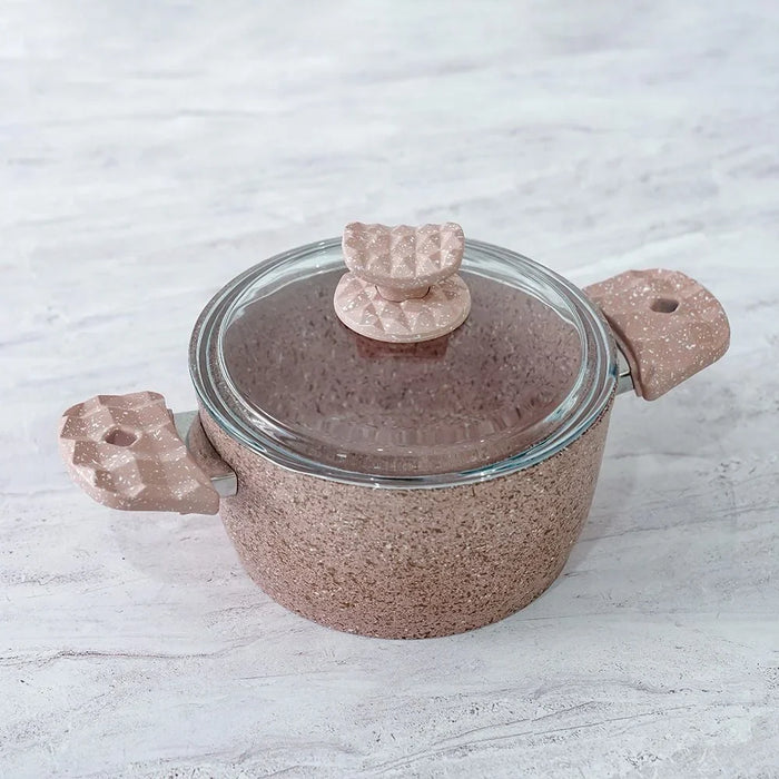 7-Piece Pink Granite Cookware Set
