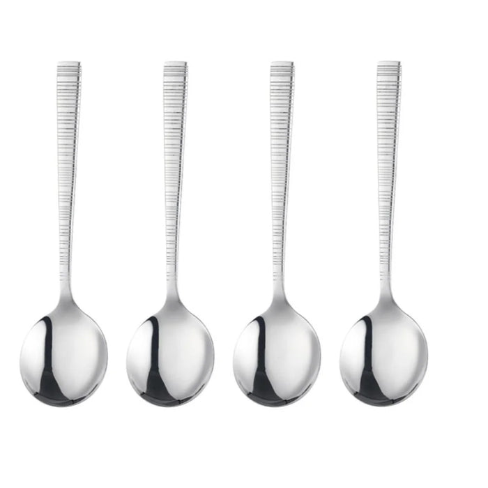 Sapphire Stainless Steel Soup Spoon Set, Silver, 4-Piece