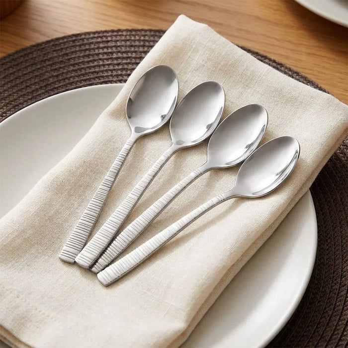 Sapphire Stainless Steel Tea Spoon Set, Silver, 4-Piece