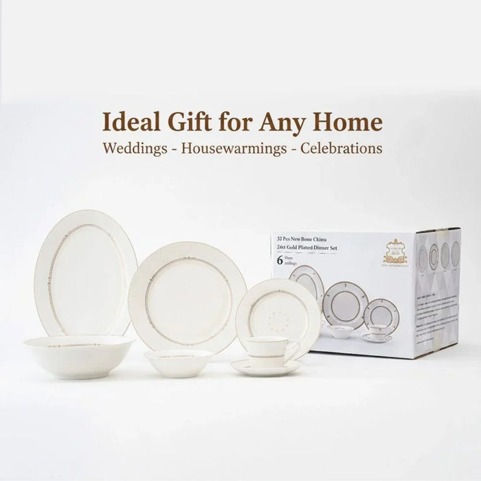 ISLA 32 Piece Dinner Set - Classic White Tableware for 6