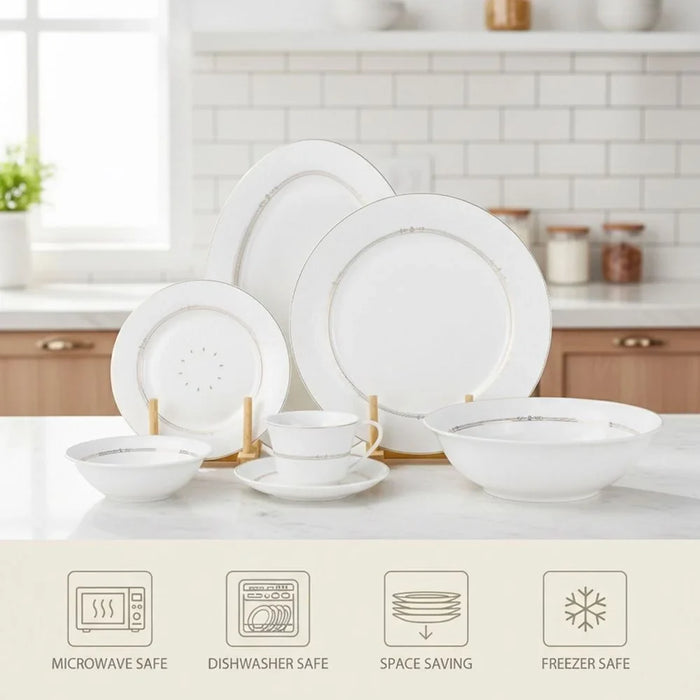 ISLA 32 Piece Dinner Set - Classic White Tableware for 6