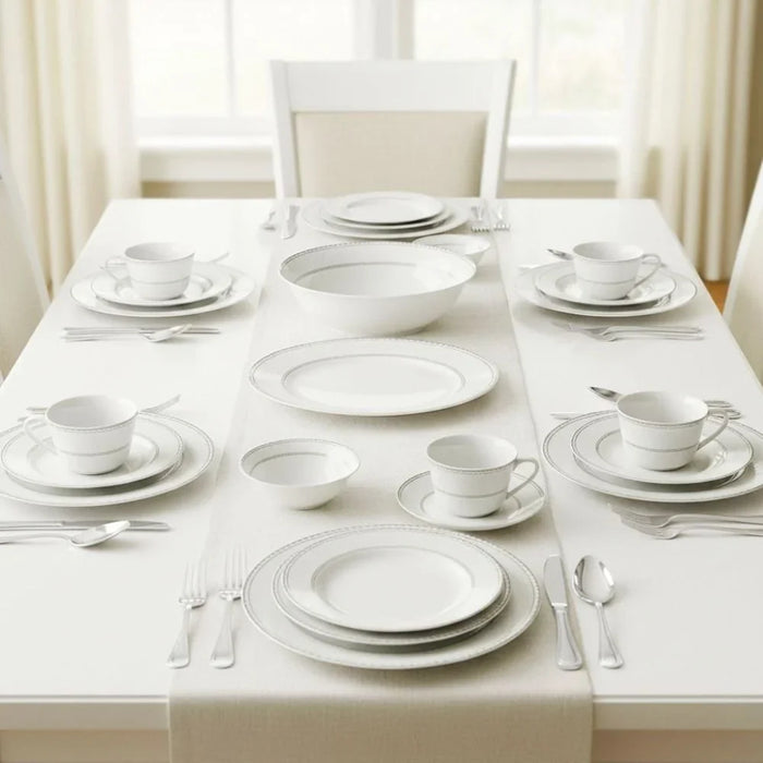 32-Piece White Dinner Set for 6
