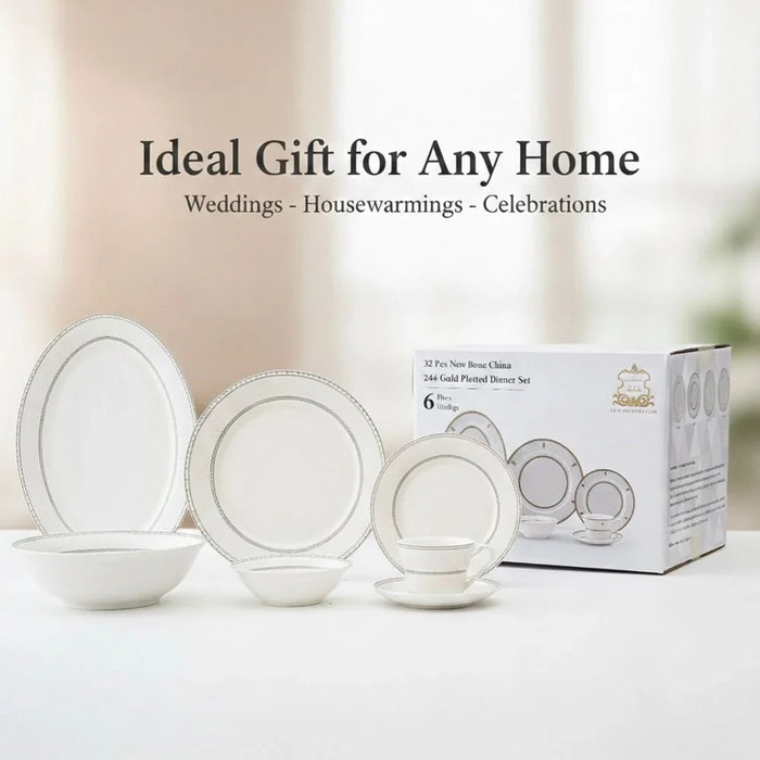 32-Piece White Dinner Set for 6