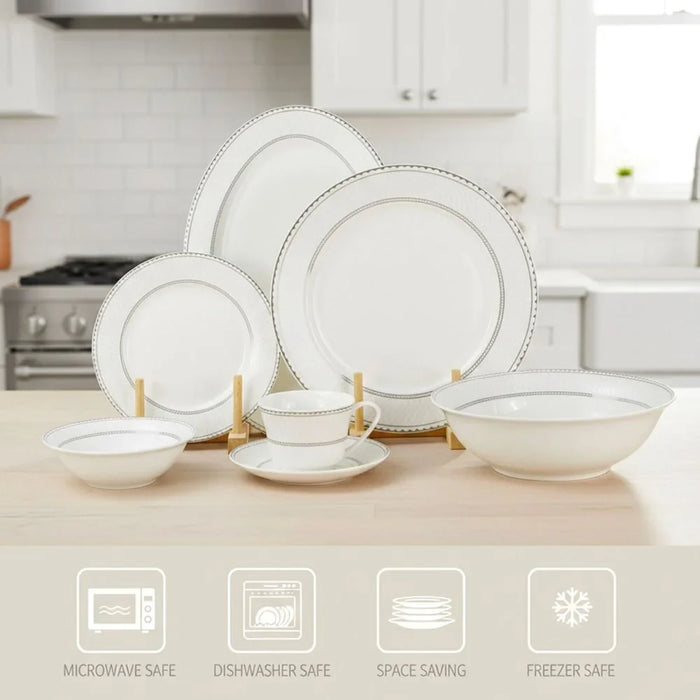 32-Piece White Dinner Set for 6