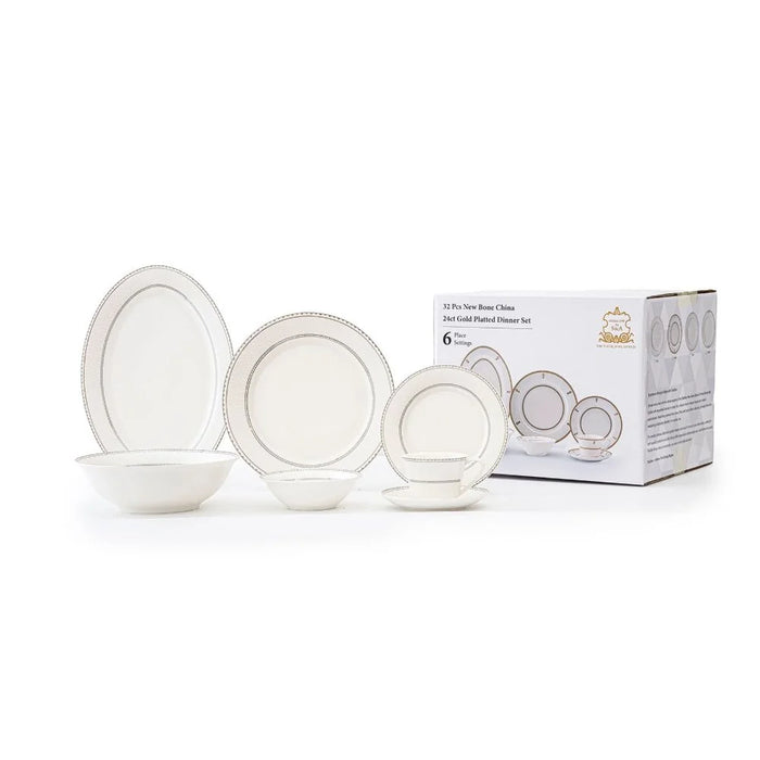 32-Piece White Dinner Set for 6