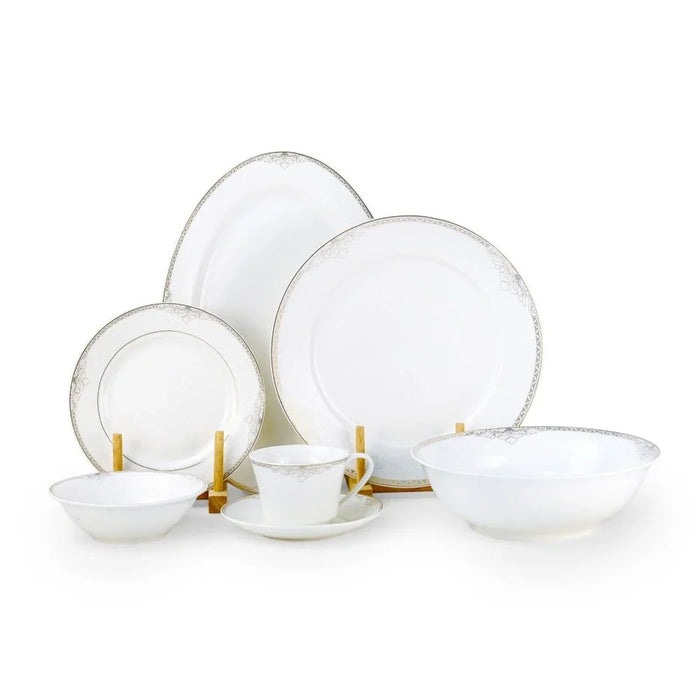 32-Piece Dinner Set - White with Gold Rim for 6