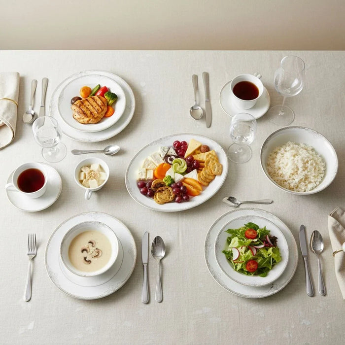 32-Piece Dinner Set - White with Gold Rim for 6
