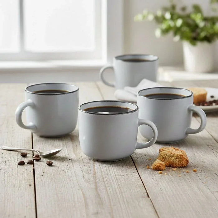 Stoneware Mug Set, Grey, 4 Pieces