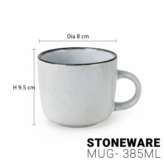 Stoneware Mug Set, Grey, 4 Pieces