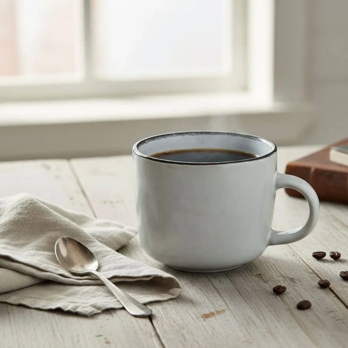 Stoneware Mug Set, Grey, 4 Pieces
