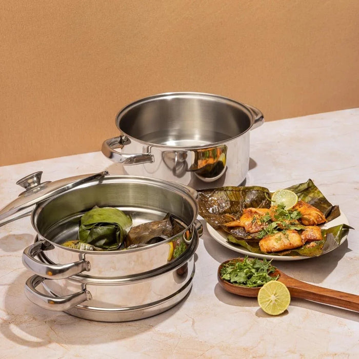 Vinod Stainless Steel 3 Tier Steamer for Cooking