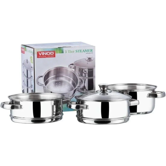 Vinod Stainless Steel 3 Tier Steamer for Cooking