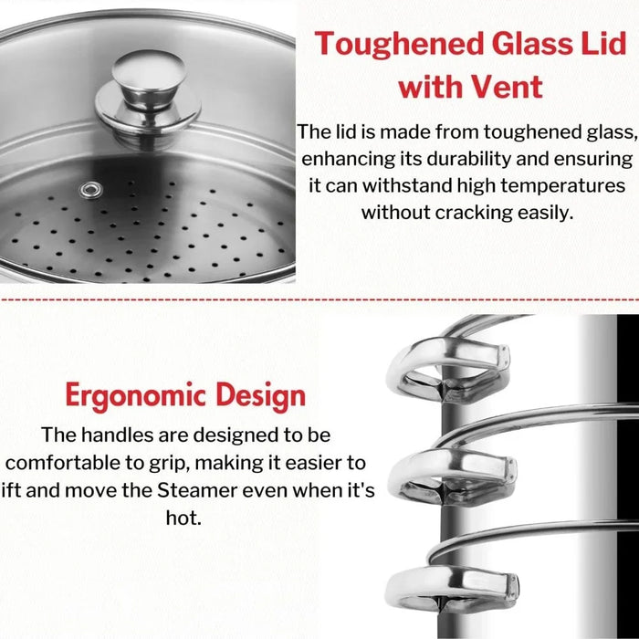 Vinod Stainless Steel 3 Tier Steamer for Cooking