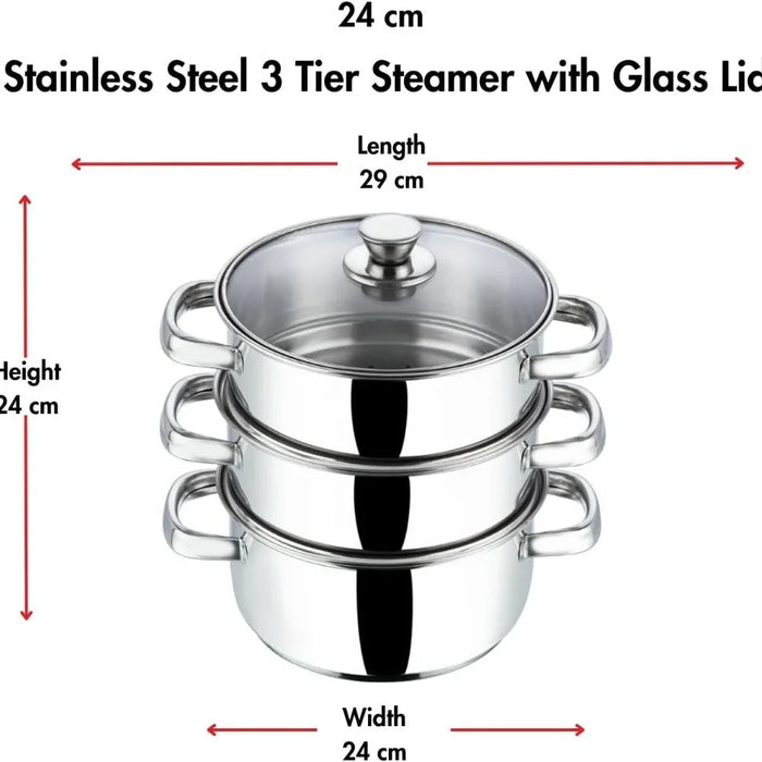 Vinod Stainless Steel 3 Tier Steamer for Cooking