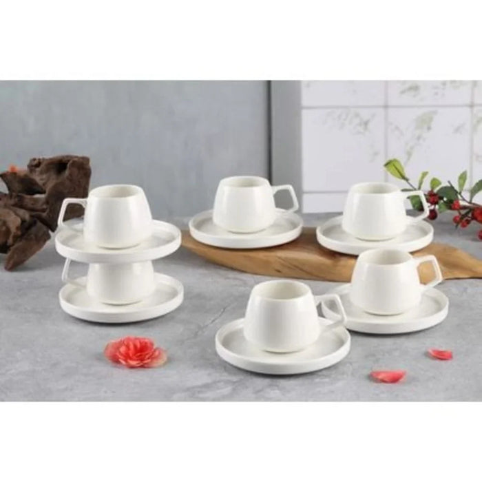 White Coffee Cup & Saucer Set for Serving