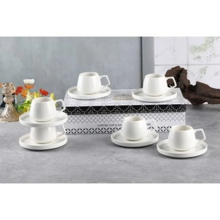 White Coffee Cup & Saucer Set for Serving